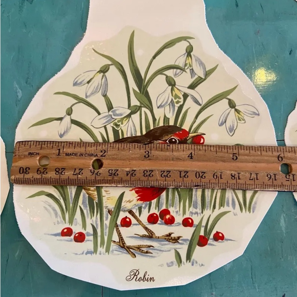 Vintage ceramic decals transfers water slide red Robin bird - Picture 5 of 8